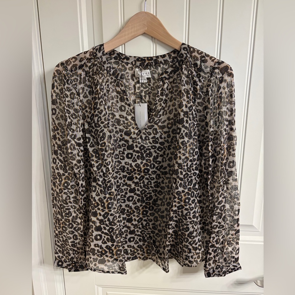 Velvet Leopard Print Sheer Blouse
